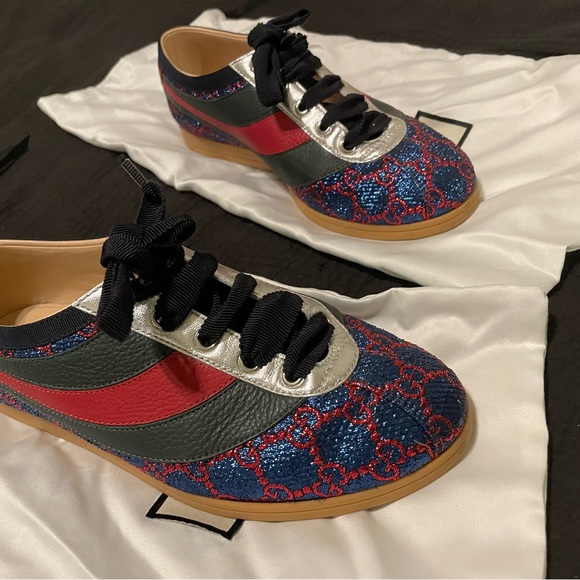Gucci Flacer Leather Sneakers in blue size 7 - Picture 7 of 13